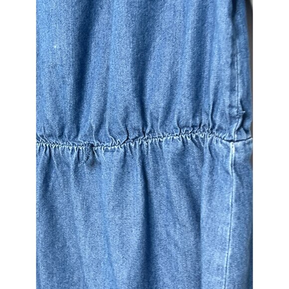 Justice Girls Dress Size 12 Blue Chambray Denim A Line Flare Bell Sleeve - Picture 6 of 6